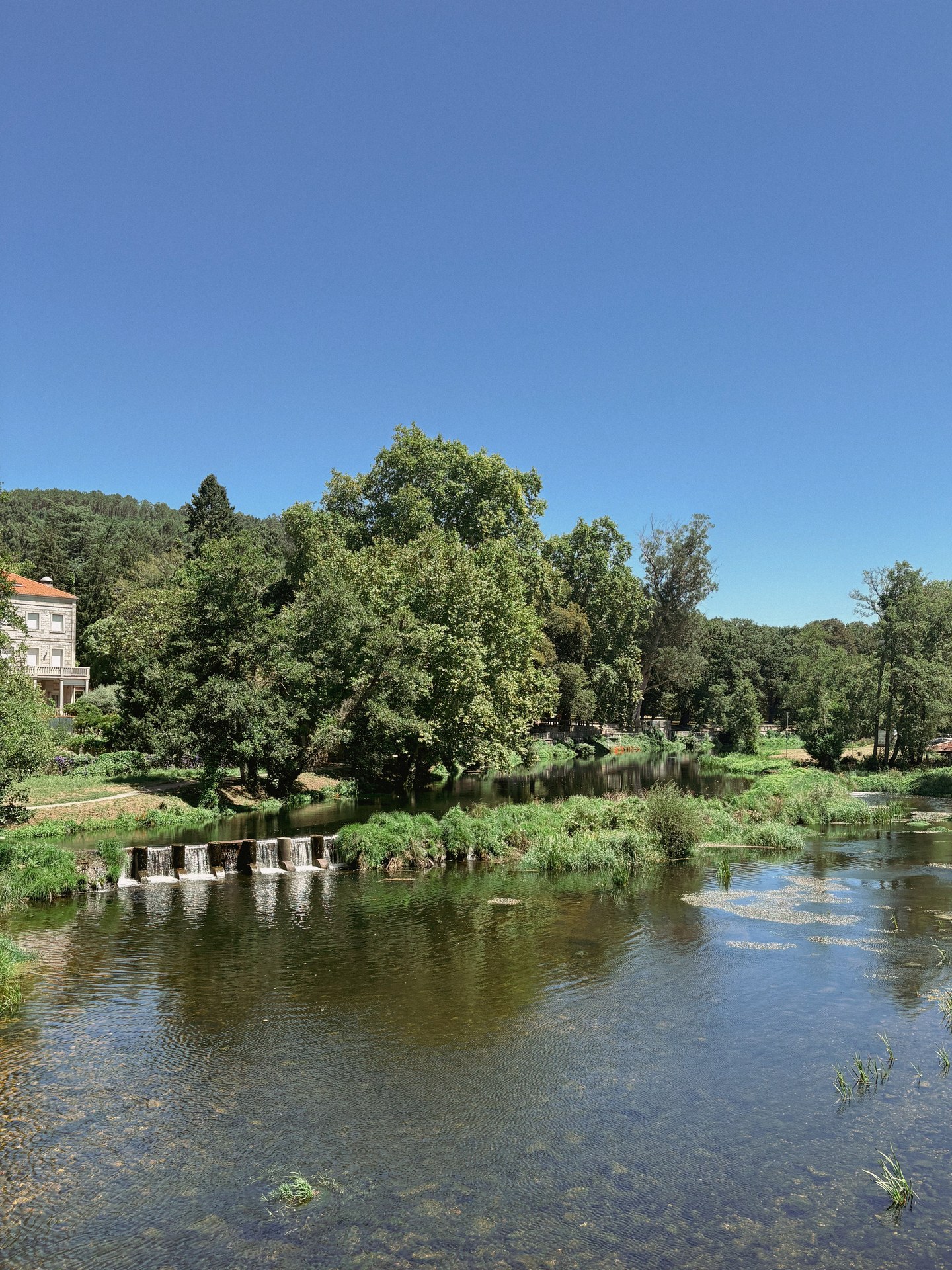 Historic stone courtyard and monastery in Galicia